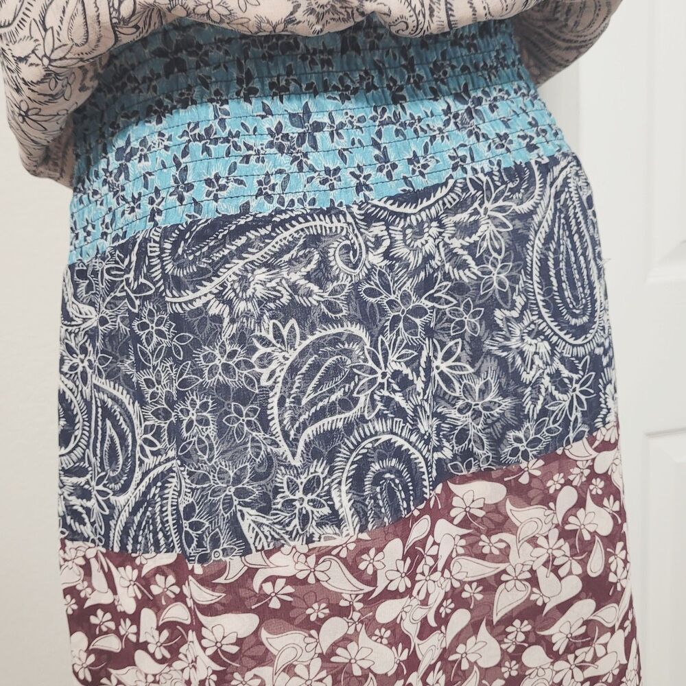 Cabi Small dress sheath v-neck tie collar flower paisley stretch elastic waist - Picture 7 of 13